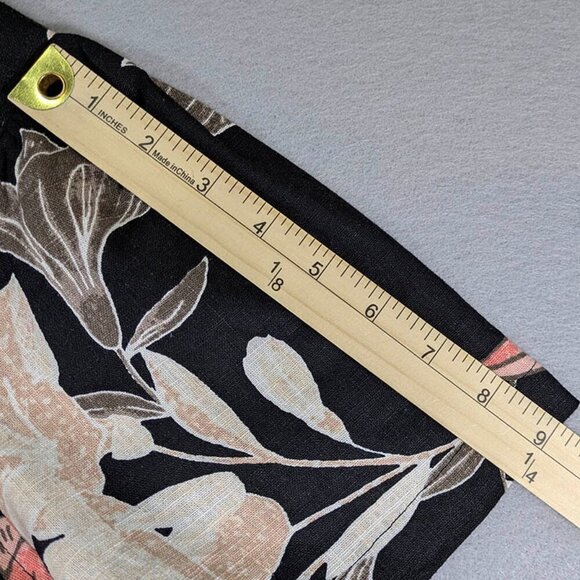 Nicole Miller Dress Womens S Black Linen Tiered Moody Floral Casual Chic Resort - Picture 8 of 11